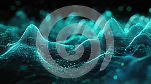 Digital data waves creating abstract technology background surface