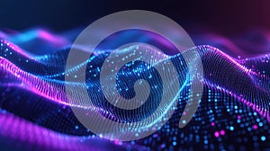 Digital data waves flowing on an abstract network surface