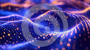 Digital data waves flowing on an abstract network surface