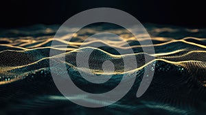 Digital data waves flowing on abstract particle surface