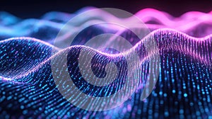 Digital data waves flowing on abstract technology background