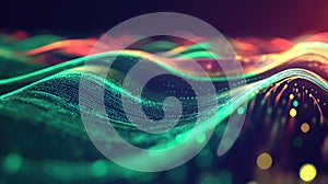 Digital data waves flowing network connection background