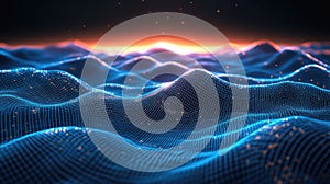 Digital data waves flowing network connection background