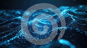 Digital data waves flowing network connection concept