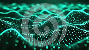 Digital data waves flowing network particles background