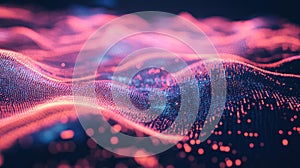 Digital data waves flowing particles abstract visualization