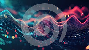 Digital data waves generating abstract sound visualization surface
