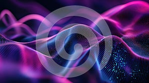 Digital data waves flowing on an abstract technology background