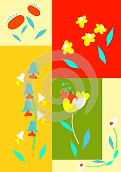 Digital derivatives of flowers. Colorful colors.