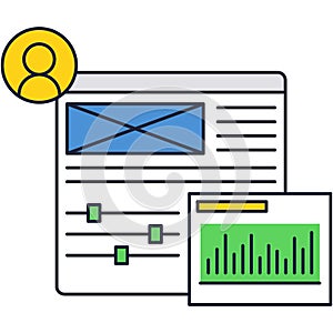Digital design, develop, testing process flat icon