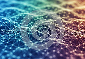 Digital design featuring a network of interconnected nodes and