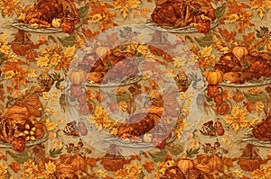 The digital design pattern of festive Thankgiving dinner