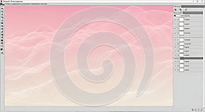 Digital Design Software Interface with Abstract Wireframe Landscape