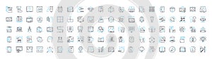 Digital design tool vector line icons set. Digital, Design, Tool, Graphic, Illustrator, Photoshop, CorelDRAW photo