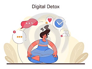 Digital Detox concept. Flat vector illustration