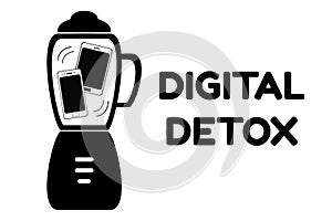 Digital Detox concept. A smartphone and a tablet are mixed in a blender.