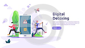 Digital detox lifestyle concept illustration template for web landing page, banner, presentation, social, poster, ad, promotion or
