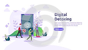 Digital detox lifestyle concept illustration template for web landing page, banner, presentation, social, poster, ad, promotion or