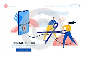 Digital Detox, Social media detox concept illustration in trendy style