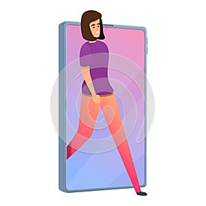 Digital detoxing device icon, cartoon style