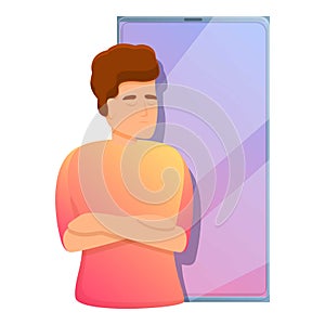 Digital detoxing phone icon, cartoon style