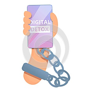 Digital detoxing smartphone icon, cartoon style