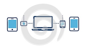 Digital Device Network Connection Mobile Laptop Tablet Vector, vector design Generative AI