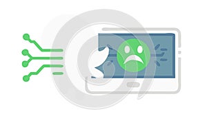 Digital Device with Sad Face, Error or Unhappy, vector design Generative AI