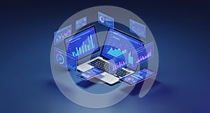 Digital Devices Displaying Data Analytics