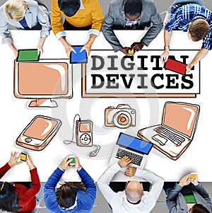 Digital Devices Electronics Connection Communication Concept