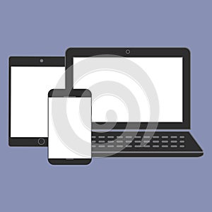 Digital devices generation trend respectively, design for web presentation in icon set