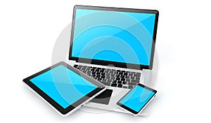 Digital devices-labtop, tablet and smart phone. photo