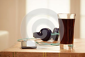 Digital Devices on Wooden Table, Blurred windows background, Col