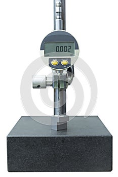 Digital dial gauge measurement on Granite table isolate