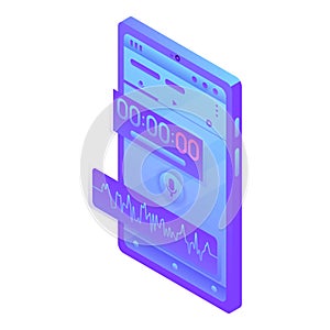 Digital dictaphone icon, isometric style