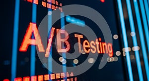 Digital display illuminated a b testing strategy concept marketing analysis
