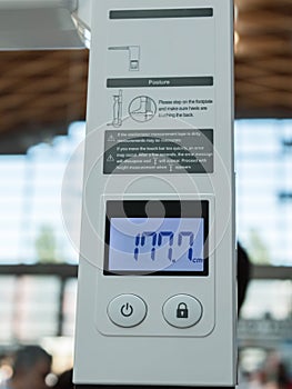 Digital Display Output of Human Height in Modern Stadiometer photo