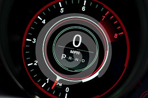 Digital Display Rev Counter with mph found in a modern car