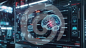 A digital display showing cognitive functions being boosted by advanced technology. photo