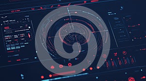 Digital display showing futuristic user interface with data