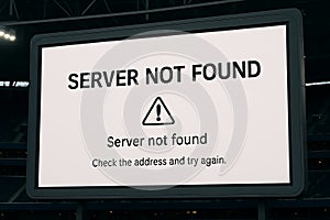 Digital Display Showing Server Not Found Error Message