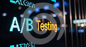 Digital display shows a b testing technology for business analysis