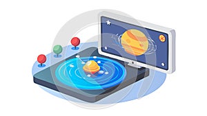 Digital display of solar system, interactive astronomy. vector design Generative AI