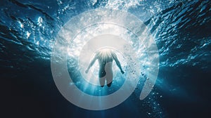 Digital diver with blue background