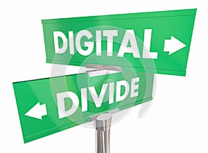 Digital Divide Internet Access Separation Two Signs 3d Illustration