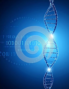 Digital DNA Helix and Binary Code Background