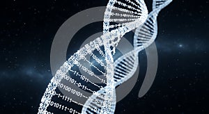 Digital DNA Helix with Binary Code