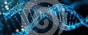 Digital DNA helix with binary code representing genetic data