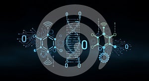 Digital DNA Molecule Science Concepts Data Flow and Binary Code