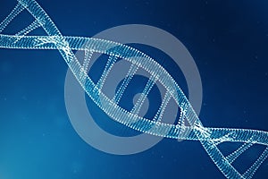 Digital DNA molecule, structure. Concept binary code human genome. DNA molecule with modified genes. 3D illustration photo